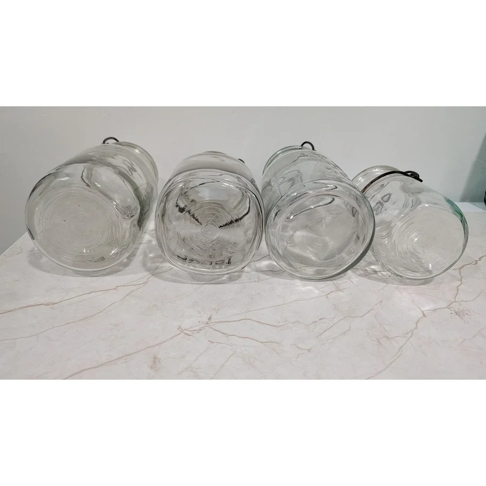 Vintage Ball Ideal and Atlas E-Z Seal Glass Canning Jars with Wire Bail Lids 4pc
